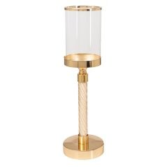 Candleholder Romimex Golden Metal Glass 12 x 46 x 12 cm