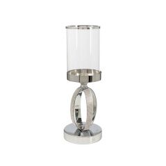 Candleholder Romimex Silver Metal Glass 12 x 23 x 12 cm