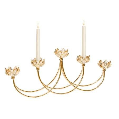 Candelabro Romimex Dorato Metallo Vetro 55 x 22 x 8 cm