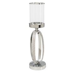 Candleholder Romimex Silver Metal Glass 12 x 35 x 12 cm