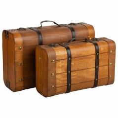 Set of suitcases Alexandra House Living Brown PVC Wood Metal Vintage 30 x 16 x 45 cm 38 x 24 x 13,5 cm Ornamental 2 Pieces