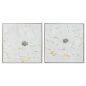 Painting Home ESPRIT White Golden polystyrene Canvas Flower Shabby Chic 62 x 4,5 x 62 cm (2 Units)