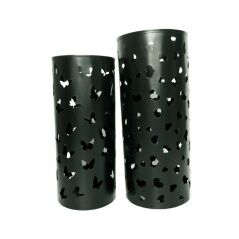 Umbrella stand Romimex Black Metal 19 x 19 x 19 cm (2 Pieces)