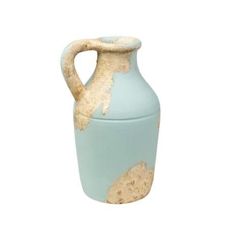 Vase Romimex Turquoise Terracotta 17 x 30 x 13 cm With handle