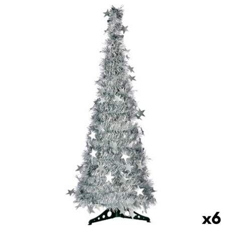 Christmas Tree Silver Tinsel 38 x 38 x 150 cm (6 Units)