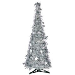 Christmas Tree Silver Tinsel 38 x 38 x 150 cm (6 Units)