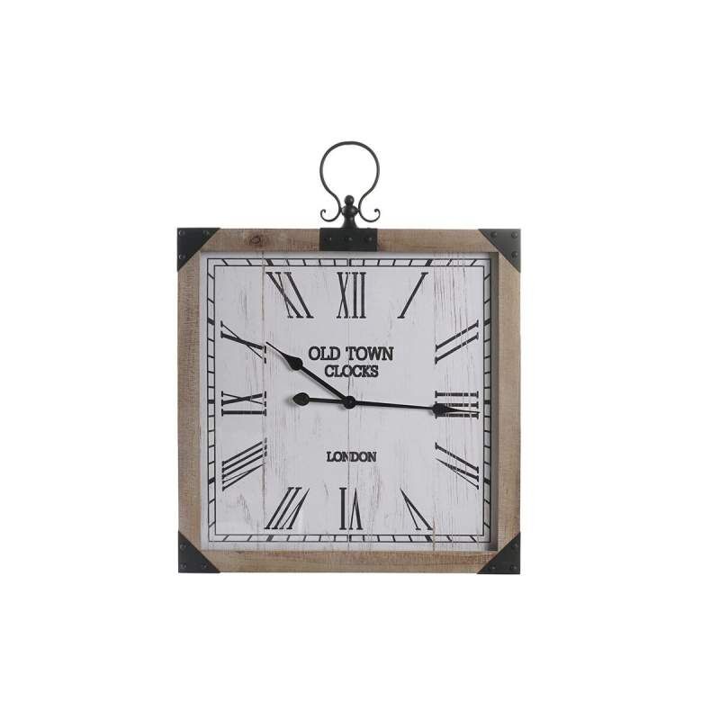 Wall Clock DKD Home Decor White Natural Iron MDF Wood 60 x 4,5 x 75 cm (2 Units)