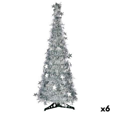 Christmas Tree Silver Tinsel 37 x 37 x 105 cm (6 Units)