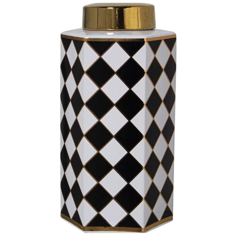 Vaso Alexandra House Living Bianco Nero Ceramica 16 x 14 x 30 cm