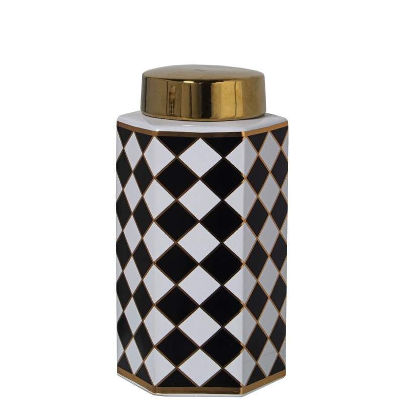 Vaso Alexandra House Living Bianco Nero Ceramica 14 x 13 x 25 cm