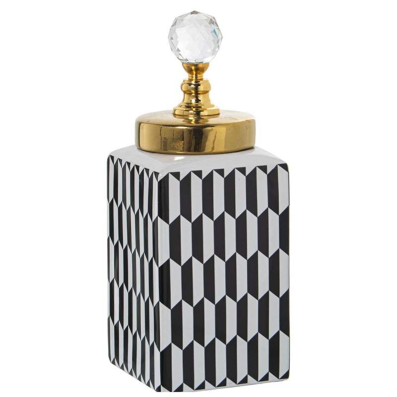 Vaso Alexandra House Living Bianco Nero Ceramica 11 x 11 x 26 cm