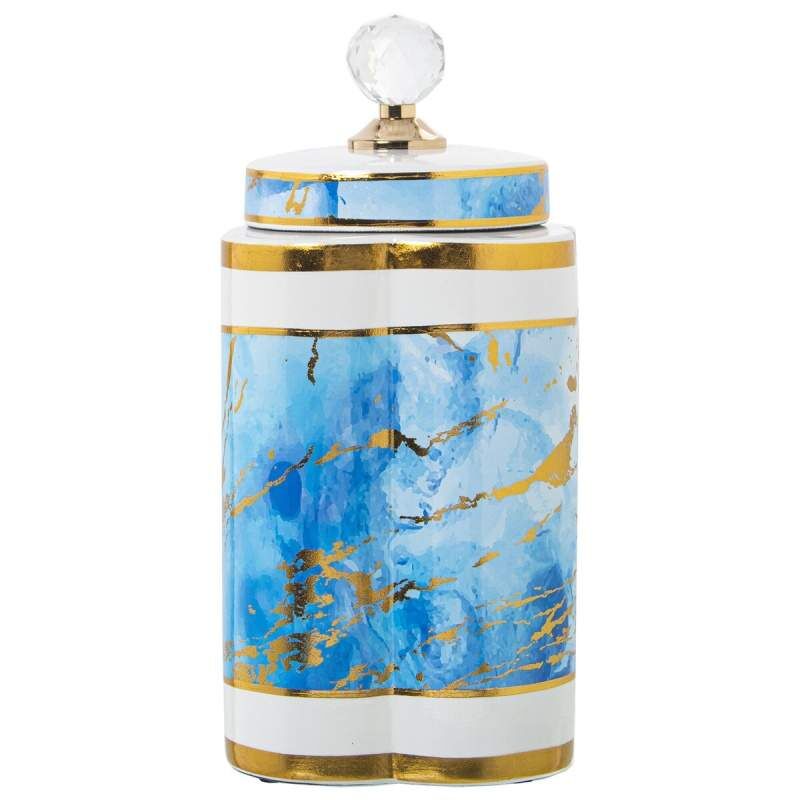 Tibor Alexandra House Living Blue White Golden Ceramic 18 x 30 cm