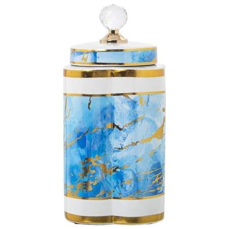 Tibor Alexandra House Living Blue White Golden Ceramic 18 x 30 cm