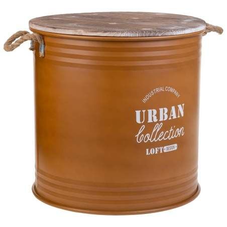 Laundry basket Alexandra House Living Urban Orange Hemp Metal Fir wood