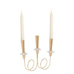 Candle Holder Romimex Golden Metal Glass Knot 26 x 10 x 27 cm