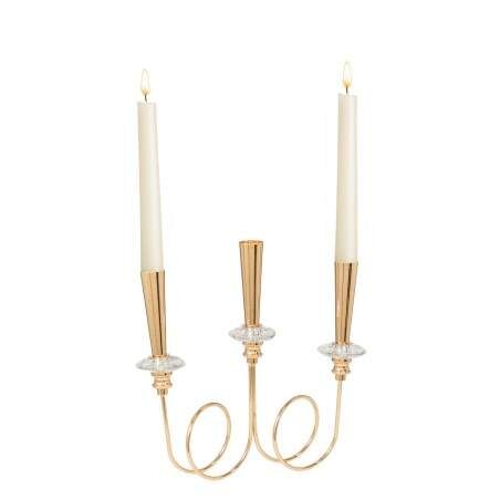 Candle Holder Romimex Golden Metal Glass Knot 26 x 10 x 27 cm