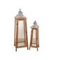 Lantern set Romimex Brown Natural Metal Glass 2 Pieces