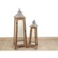 Lantern set Romimex Brown Natural Metal Glass 2 Pieces