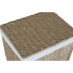 Cesto per i Panni Home ESPRIT Bianco Naturale Metallo 44 x 35 x 55 cm