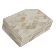 Scatola-Portagioie Home ESPRIT Osso Legno di mango 18 x 13 x 7,7 cm (2 Pezzi)