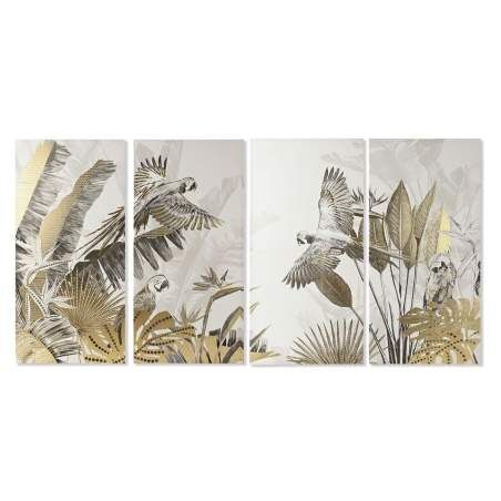 Set di 4 quadri Home ESPRIT Beige Dorato Tropicale 280 x 3,2 x 140 cm