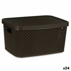 Storage Box with Lid Brown Plastic 3,5 L 17,5 x 12,5 x 24 cm (24 Units)