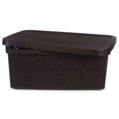 Storage Box with Lid Brown Plastic 13 L 28 x 15 x 39 cm (12 Units)