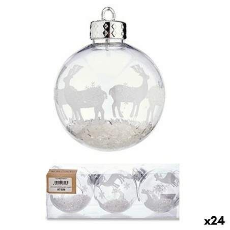 Set of Christmas balls Ø 8 cm White Golden (24 Units)