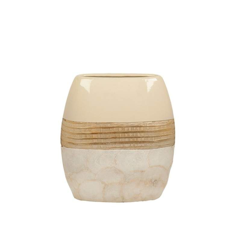 Vaso Romimex Champagne Madreperla Ceramica 23 x 26 x 8 cm