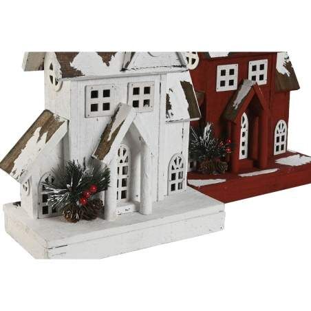 Decorazione Natalizia Home ESPRIT Bianco Rosso 26 x 14 x 32 cm (2 Unità)