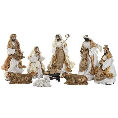 Christmas nativity set Home ESPRIT White Golden 20 x 15 x 30 cm (9 Pieces)