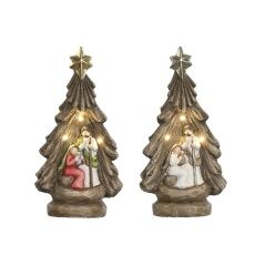 Presepe di Natale Home ESPRIT Verde Grigio Magnesio 23 x 13,5 x 45 cm (2 Unità)