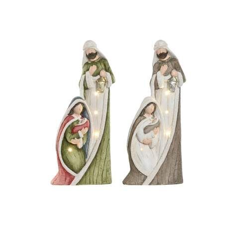 Presepe di Natale Home ESPRIT Bianco Verde Grigio Magnesio 27,5 x 11 x 60 cm (2 Unità)