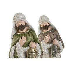 Presepe di Natale Home ESPRIT Bianco Verde Grigio Magnesio 27,5 x 11 x 60 cm (2 Unità)