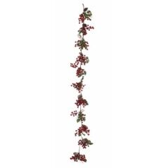 Christmas garland Branch Red fruits Green Plastic 15 x 7,5 x 156 cm (6 Units)