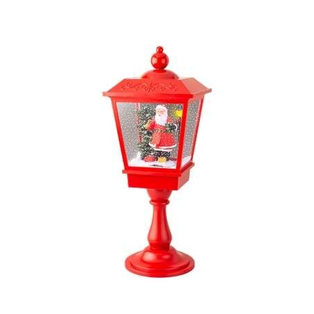 LED Lantern Lumineo Red Father Christmas Music Movement