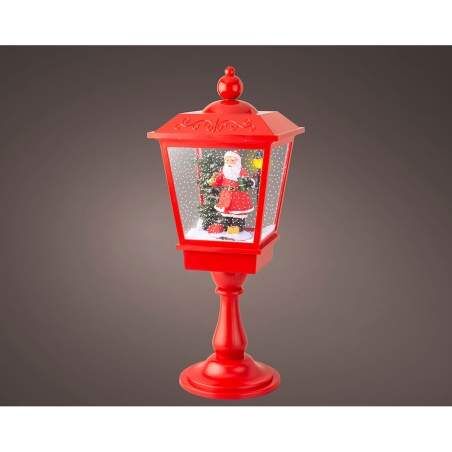 LED Lantern Lumineo Red Father Christmas Music Movement