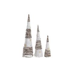 Decoration DKD Home Decor Christmas LED Cones 3 Pieces Rattan (20 x 20 x 80 cm)