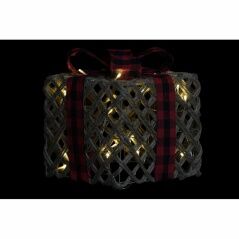 Gift Box DKD Home Decor Black Red Natural Jute Tartan 26 x 26 x 31 cm (3 Pieces)