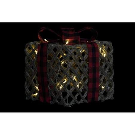 Gift Box DKD Home Decor Black Red Natural Jute Tartan 26 x 26 x 31 cm (3 Pieces)