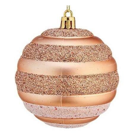 Set of Christmas balls Circles 8 cm Copper PVC (12 Units)