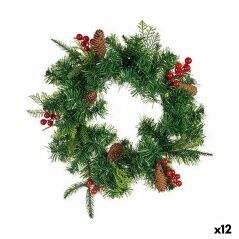 Advent wreathe Pineapples Red fruits Brown Red Green Plastic 38 x 9 x 38 cm (12 Units)