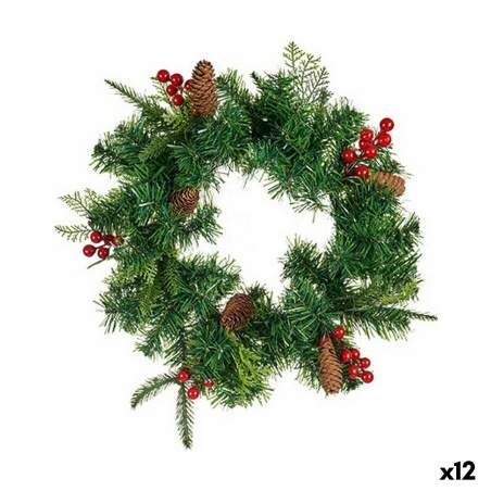 Advent wreathe Pineapples Red fruits Brown Red Green Plastic 38 x 9 x 38 cm (12 Units)