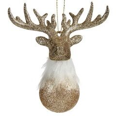 Christmas bauble Reindeer champagne Plastic Glitter 14 x 15,5 x 7 cm (24 Units)