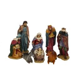 Set of Figures Romimex Multicolour Resin 10 x 25 x 10 cm Nativity/Bethlehem Three Kings 8 Pieces