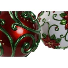 Palla di Natale Home ESPRIT Rosso Verde Resina 24 x 24 x 28 cm (2 Unità)